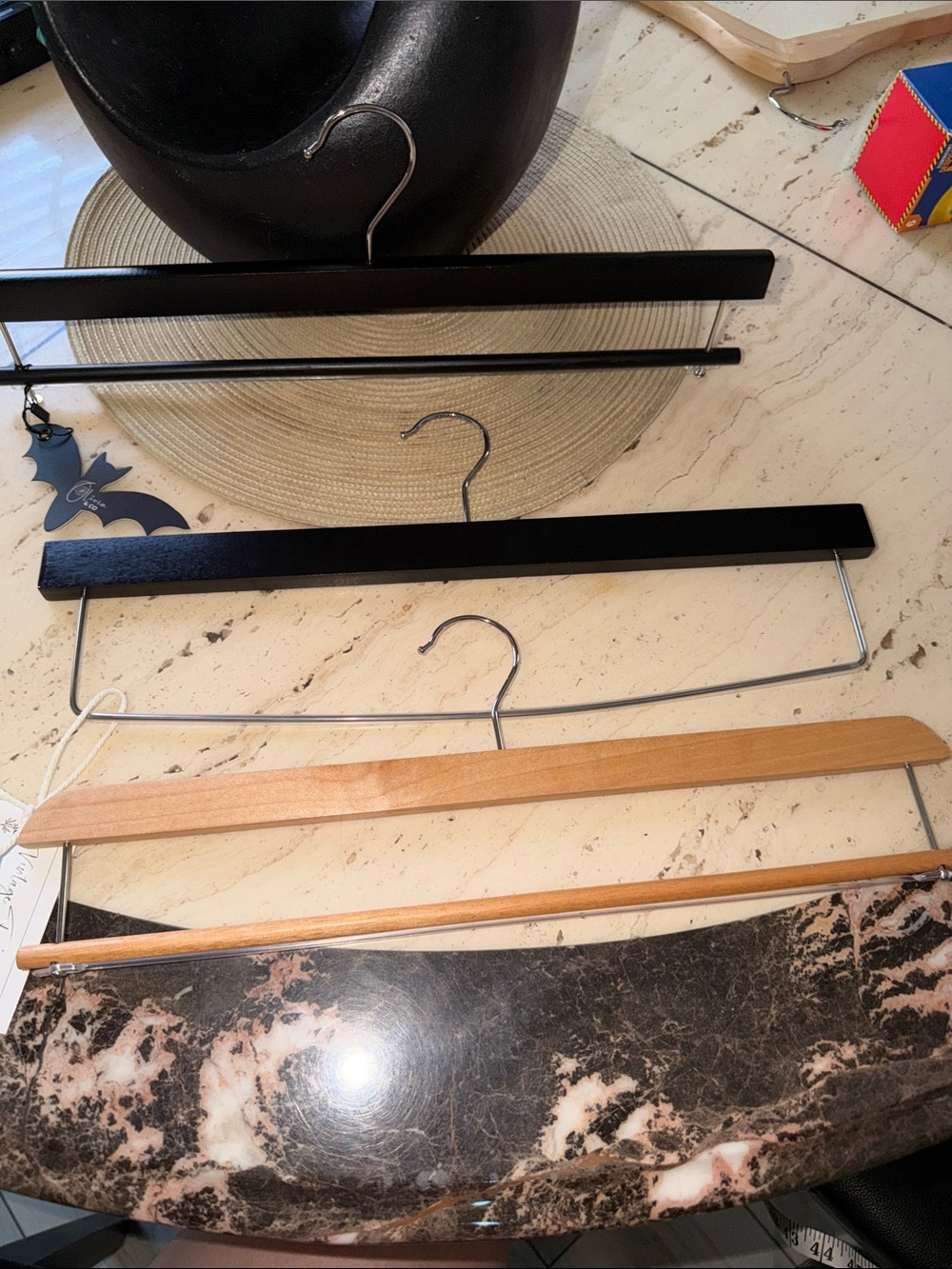 Black and Natural Wood Wall Decor/Pants Hangers Set of 3- Unbranded
